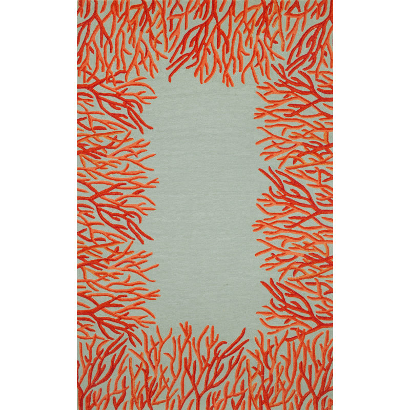 Bluford Orange Coral Border Orange/Blue Outdoor Area Rug & Reviews